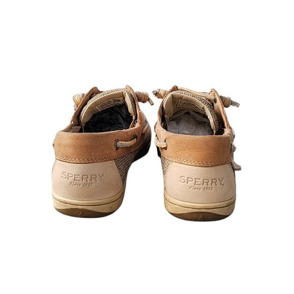 Sperry Songfish Linen Oat Leather Top Sider Boat Shoes 8 - Picture 3 of 9